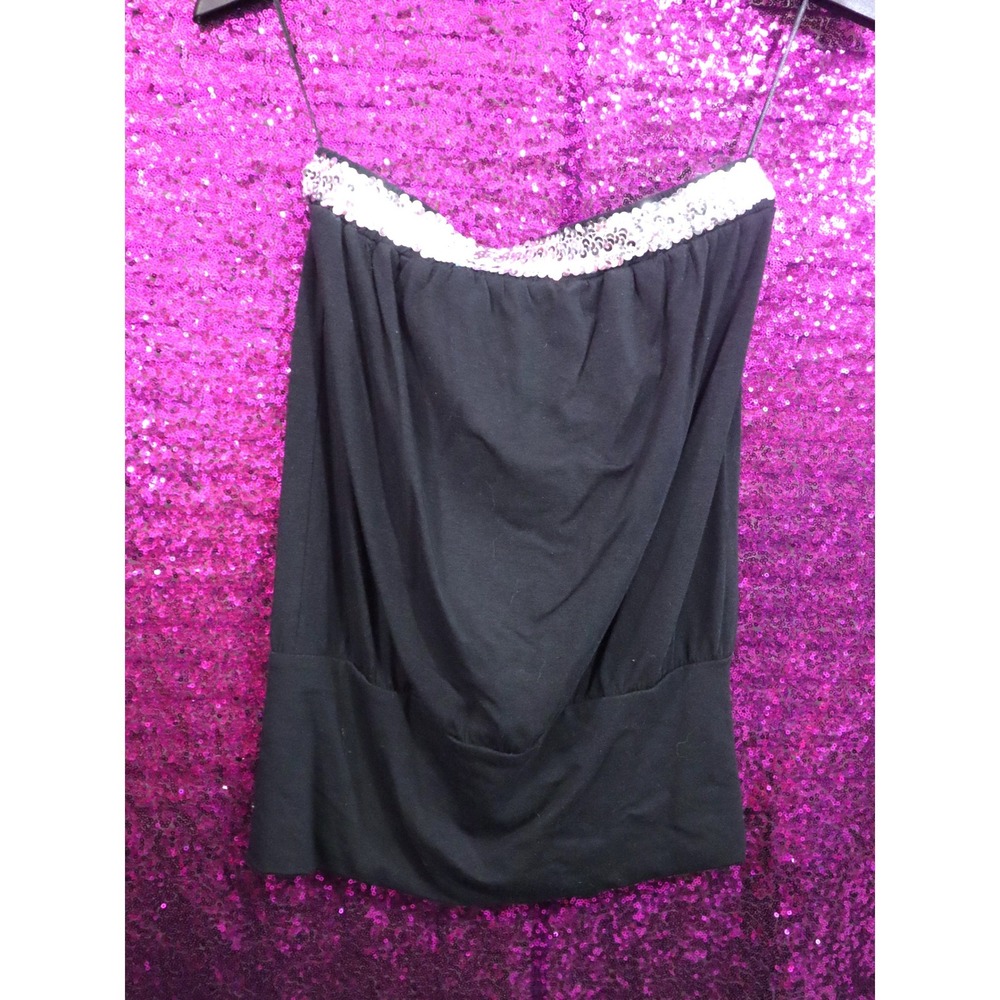 Black Sequin Trim Tube Top Small The Limited Womens Strapless Blouson
